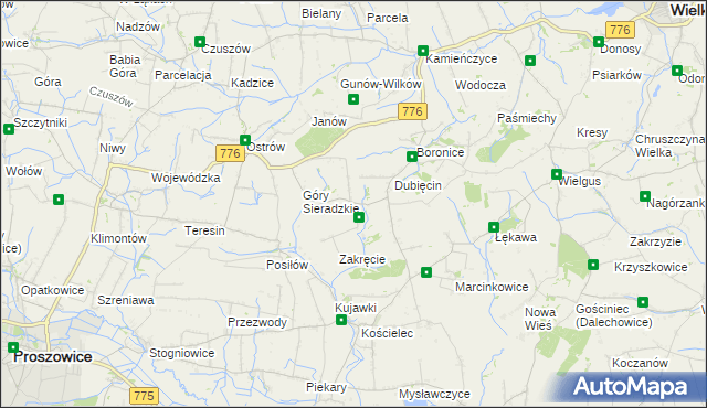 mapa Sieradzice, Sieradzice na mapie Targeo