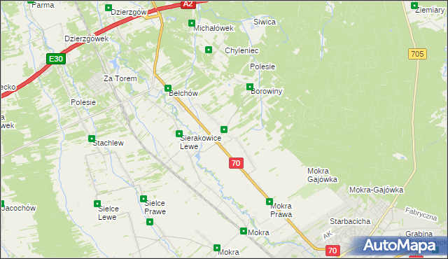 mapa Sierakowice Prawe, Sierakowice Prawe na mapie Targeo