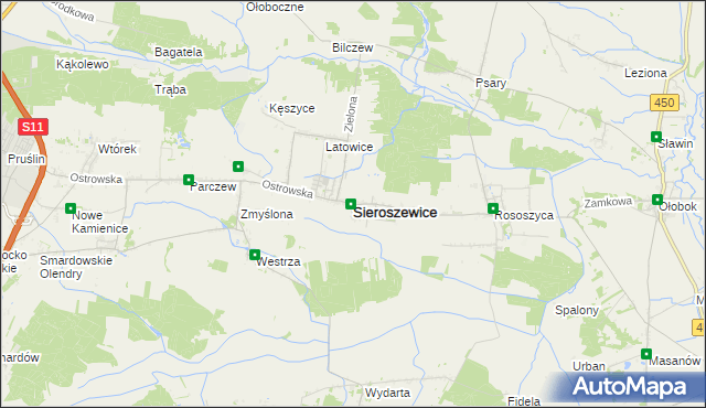 mapa Sieroszewice, Sieroszewice na mapie Targeo