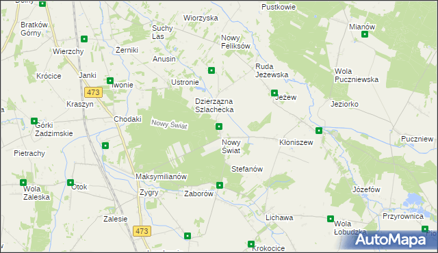 mapa Sikory gmina Zadzim, Sikory gmina Zadzim na mapie Targeo