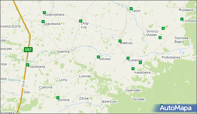 mapa Sitkowo, Sitkowo na mapie Targeo