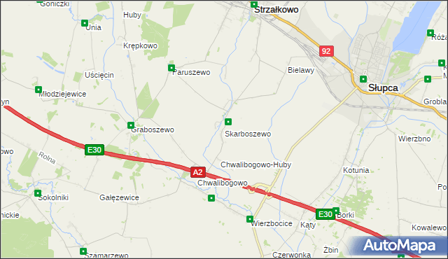 mapa Skarboszewo gmina Strzałkowo, Skarboszewo gmina Strzałkowo na mapie Targeo