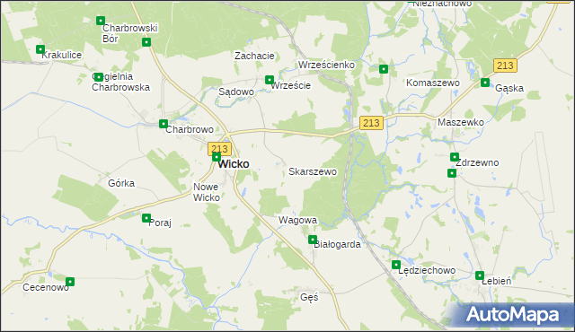 mapa Skarszewo gmina Wicko, Skarszewo gmina Wicko na mapie Targeo