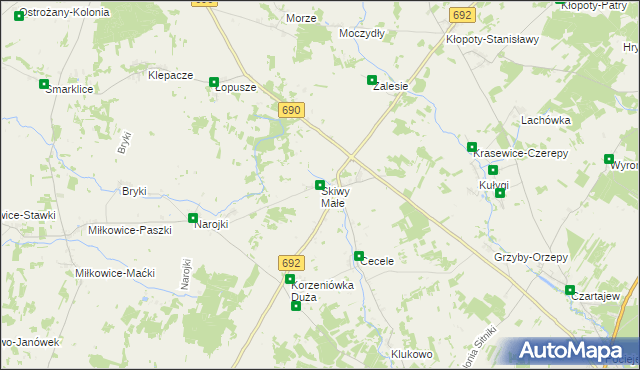 mapa Skiwy Małe, Skiwy Małe na mapie Targeo