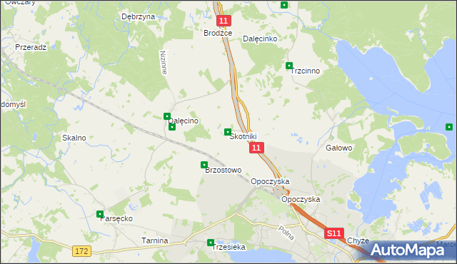 mapa Skotniki gmina Szczecinek, Skotniki gmina Szczecinek na mapie Targeo