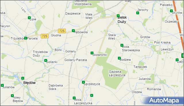 mapa Skowronki gmina Belsk Duży, Skowronki gmina Belsk Duży na mapie Targeo