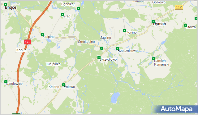 mapa Skrzydłowo gmina Rymań, Skrzydłowo gmina Rymań na mapie Targeo