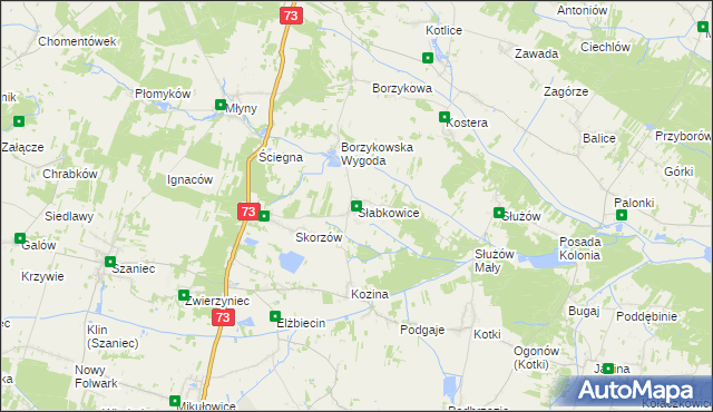 mapa Słabkowice, Słabkowice na mapie Targeo