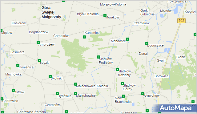 mapa Śladków Podleśny, Śladków Podleśny na mapie Targeo