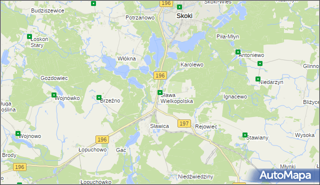 mapa Sława Wielkopolska, Sława Wielkopolska na mapie Targeo