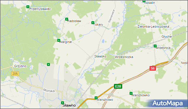 mapa Sławsko, Sławsko na mapie Targeo