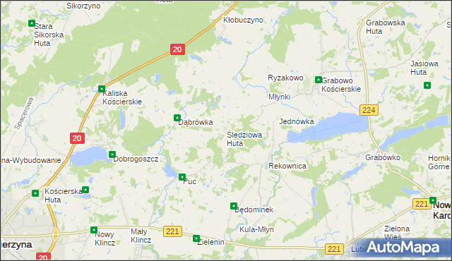 mapa Śledziowa Huta, Śledziowa Huta na mapie Targeo