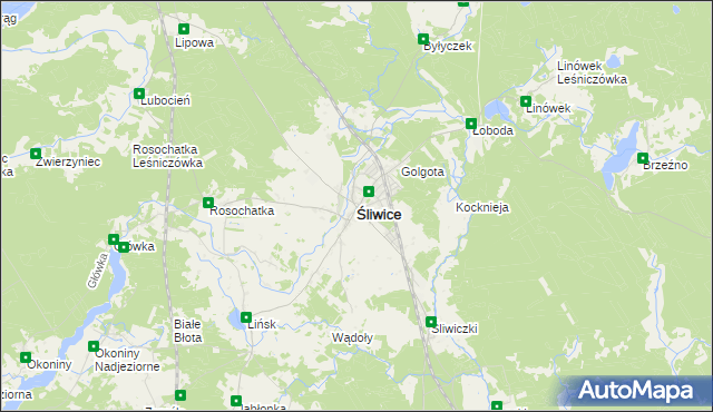 mapa Śliwice powiat tucholski, Śliwice powiat tucholski na mapie Targeo