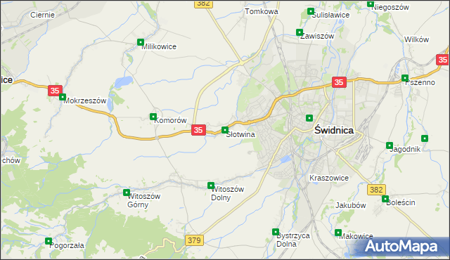 mapa Słotwina gmina Świdnica, Słotwina gmina Świdnica na mapie Targeo