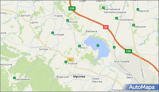 mapa Słup gmina Męcinka, Słup gmina Męcinka na mapie Targeo