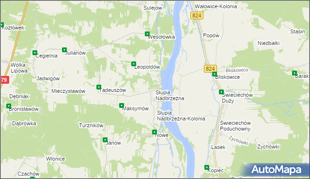 mapa Słupia Nadbrzeżna, Słupia Nadbrzeżna na mapie Targeo