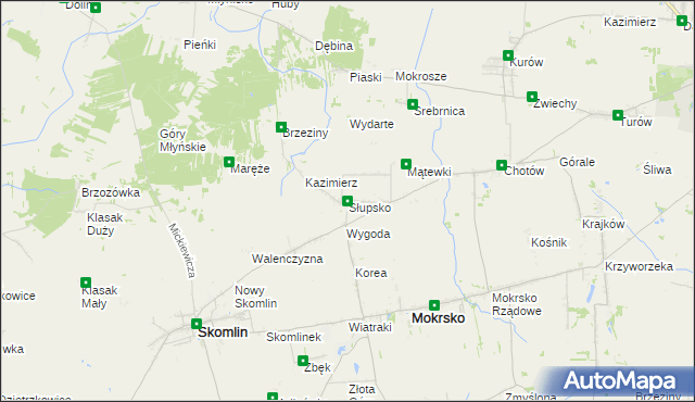 mapa Słupsko gmina Mokrsko, Słupsko gmina Mokrsko na mapie Targeo