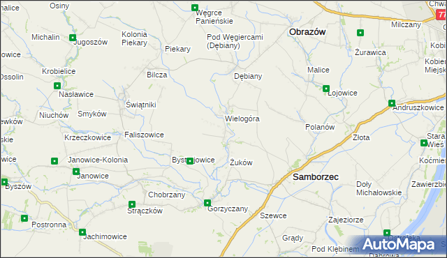 mapa Śmiechowice gmina Samborzec, Śmiechowice gmina Samborzec na mapie Targeo