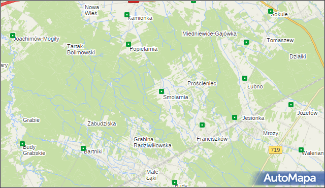 mapa Smolarnia gmina Wiskitki, Smolarnia gmina Wiskitki na mapie Targeo