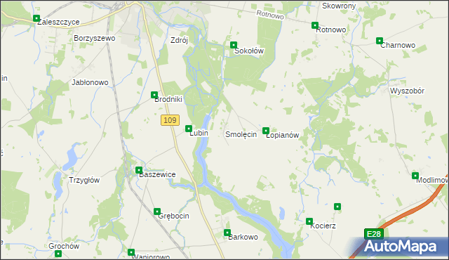 mapa Smolęcin gmina Gryfice, Smolęcin gmina Gryfice na mapie Targeo