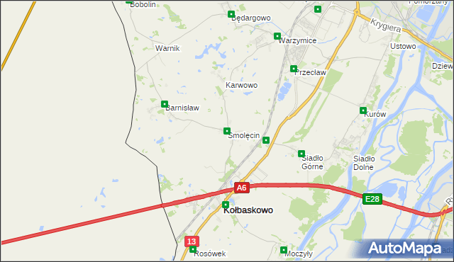 mapa Smolęcin gmina Kołbaskowo, Smolęcin gmina Kołbaskowo na mapie Targeo