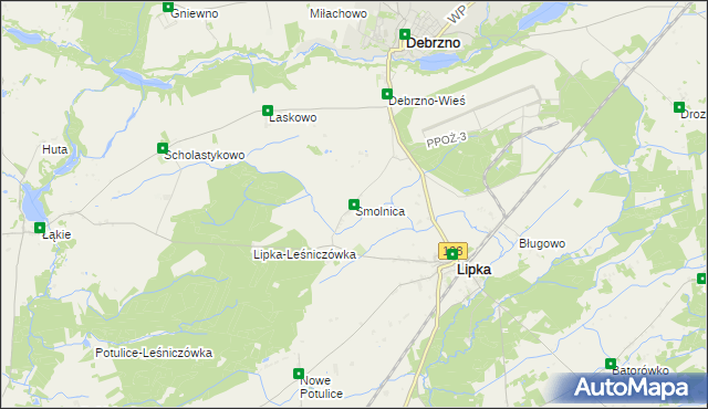 mapa Smolnica gmina Lipka, Smolnica gmina Lipka na mapie Targeo