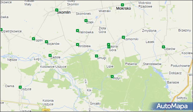 mapa Smugi gmina Skomlin, Smugi gmina Skomlin na mapie Targeo