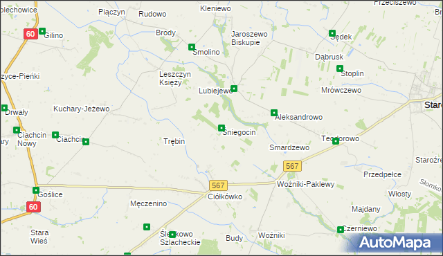 mapa Śniegocin, Śniegocin na mapie Targeo