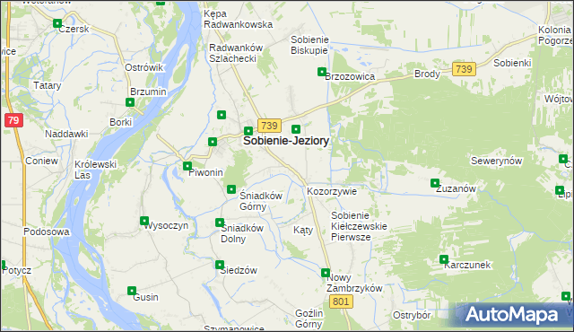 mapa Sobienie Kiełczewskie Drugie, Sobienie Kiełczewskie Drugie na mapie Targeo