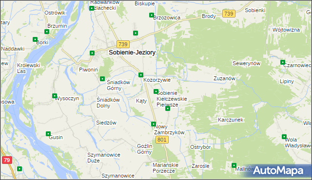 mapa Sobienie Kiełczewskie Pierwsze, Sobienie Kiełczewskie Pierwsze na mapie Targeo