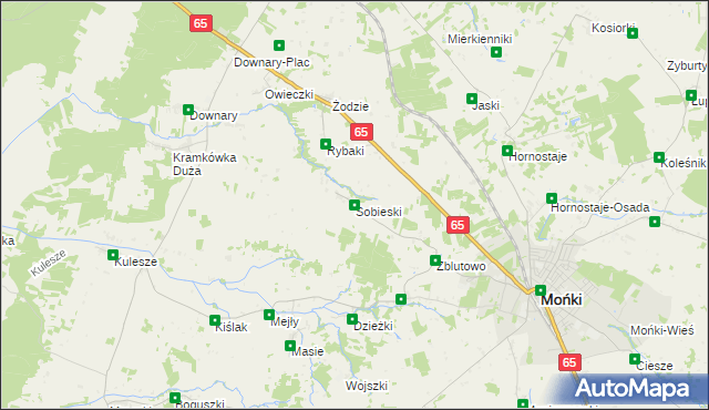 mapa Sobieski gmina Mońki, Sobieski gmina Mońki na mapie Targeo