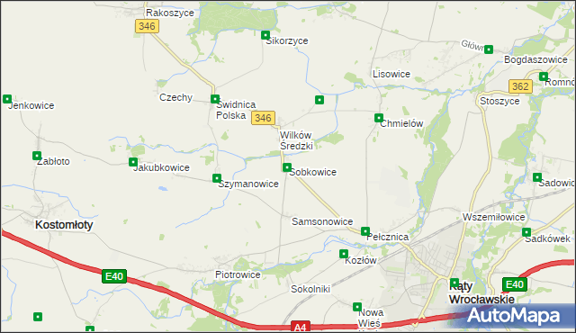 mapa Sobkowice, Sobkowice na mapie Targeo