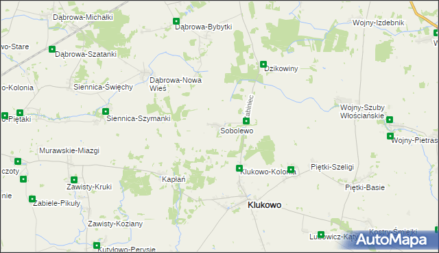 mapa Sobolewo gmina Klukowo, Sobolewo gmina Klukowo na mapie Targeo