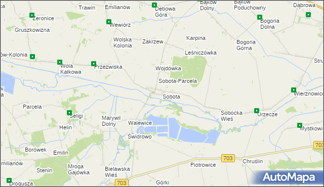 mapa Sobota gmina Bielawy, Sobota gmina Bielawy na mapie Targeo