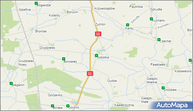 mapa Sobótka gmina Ostrów Wielkopolski, Sobótka gmina Ostrów Wielkopolski na mapie Targeo