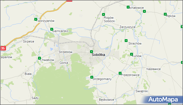 mapa Sobótka powiat wrocławski, Sobótka powiat wrocławski na mapie Targeo