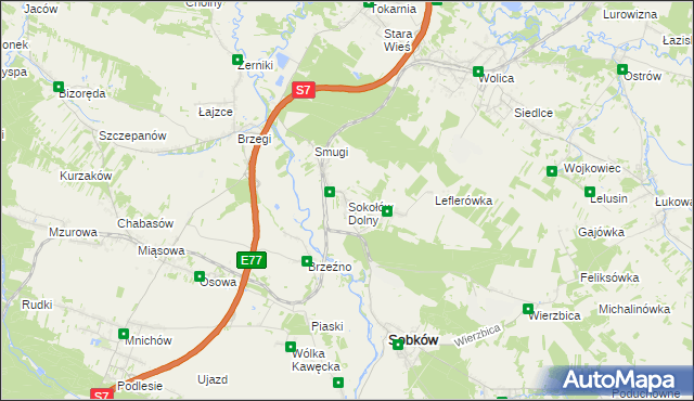 mapa Sokołów Dolny, Sokołów Dolny na mapie Targeo