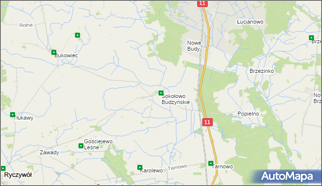 mapa Sokołowo Budzyńskie, Sokołowo Budzyńskie na mapie Targeo