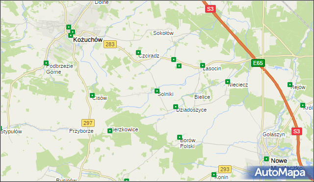 mapa Solniki gmina Kożuchów, Solniki gmina Kożuchów na mapie Targeo