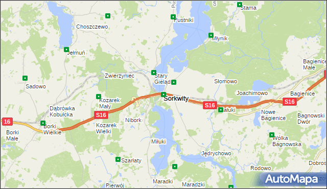 mapa Sorkwity, Sorkwity na mapie Targeo