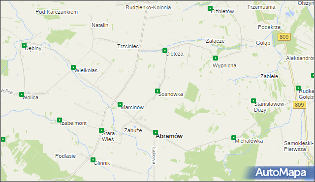 mapa Sosnówka gmina Abramów, Sosnówka gmina Abramów na mapie Targeo