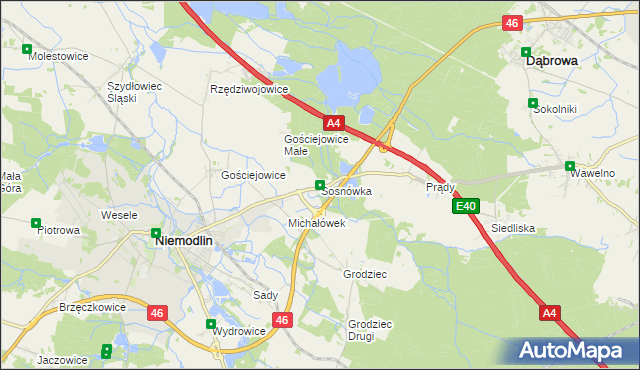 mapa Sosnówka gmina Niemodlin, Sosnówka gmina Niemodlin na mapie Targeo