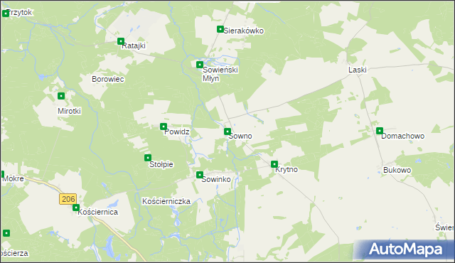 mapa Sowno gmina Sianów, Sowno gmina Sianów na mapie Targeo