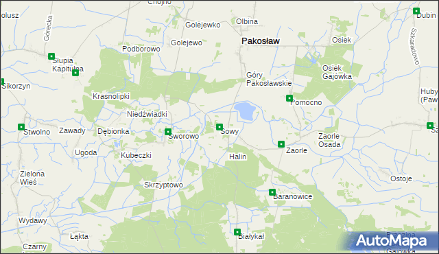 mapa Sowy gmina Pakosław, Sowy gmina Pakosław na mapie Targeo