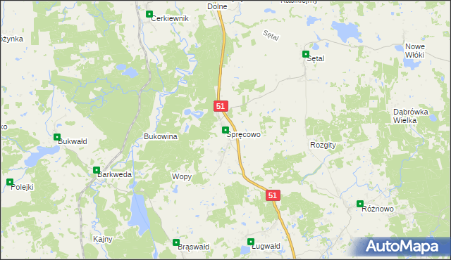 mapa Spręcowo, Spręcowo na mapie Targeo