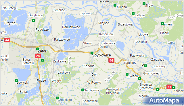 mapa Spytkowice powiat wadowicki, Spytkowice powiat wadowicki na mapie Targeo