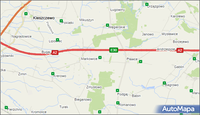 mapa Staniszewo gmina Środa Wielkopolska, Staniszewo gmina Środa Wielkopolska na mapie Targeo