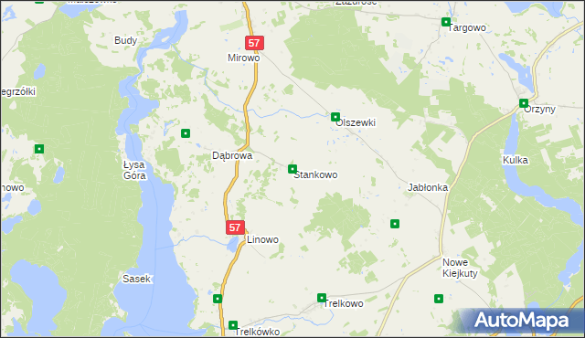 mapa Stankowo gmina Dźwierzuty, Stankowo gmina Dźwierzuty na mapie Targeo