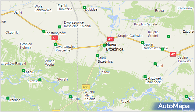 mapa Stara Brzeźnica, Stara Brzeźnica na mapie Targeo