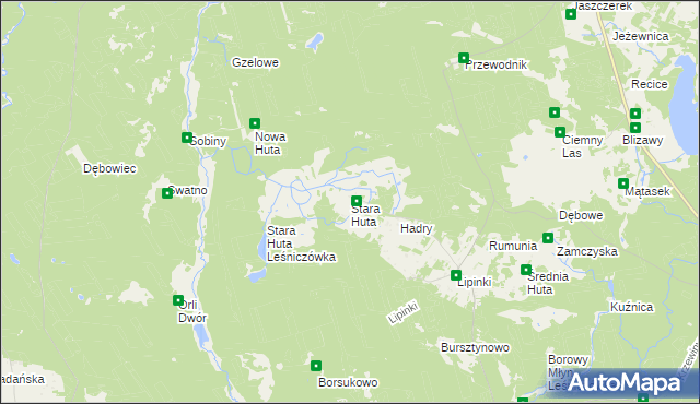 mapa Stara Huta gmina Warlubie, Stara Huta gmina Warlubie na mapie Targeo